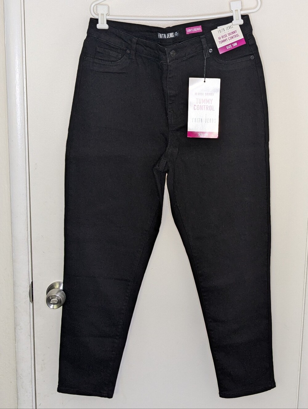 Faith Jeans Black Hi-Rise Skinny Tummy Control Denim Plus Size 18W NWT